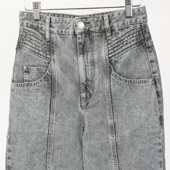 Isabel Marant Etoile Henoya Grey Acid-Wash High-Rise Slim-Leg Jeans - Picture 4 of 12